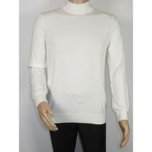Men's Sweater Knit By BRANGO Turkey Mock Neck Cotton Blend 21050 White image 10