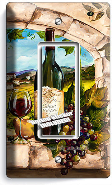 TUSCAN RUSTIC KITCHEN VINEYARD WINE BOTTLE 1 GANG GFCI LIGHT SWITCH PLATES DECOR