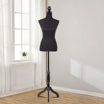Female Mannequin Torso Dress Colthing Form Body Display W/ Tripod Stand Black - £72.18 GBP