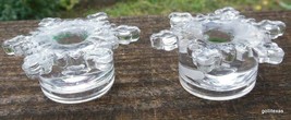 Set of 2 Vintage Candle Holders Crystal 6 Pointed Stars 2.5&quot; Diameter - £15.22 GBP