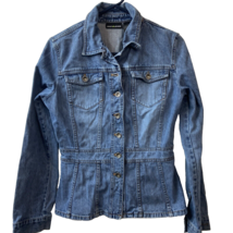 DKNY Jeans Jean Jacket Womens Medium Denim Button Up  Tailored Pockets - £19.44 GBP