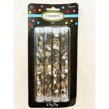 Paper Confetti in Tubes Silver Black Gold Shimmer Stars 4 Pack Party Sup... - $5.81 CAD