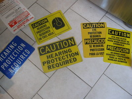 SIGN LOT  5  &quot;Caution Hearing / Eye Protection Required&quot; Factory # 62807... - $42.74