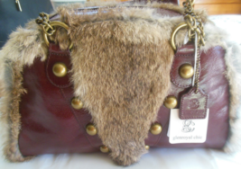 Vintage Glenroyal Chic Large Handbag Stud Maroon Genuine Leather &amp; Casmi... - $173.25