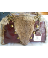 Vintage Glenroyal Chic Large Handbag Stud Maroon Genuine Leather &amp; Casmi... - $240.36 CAD