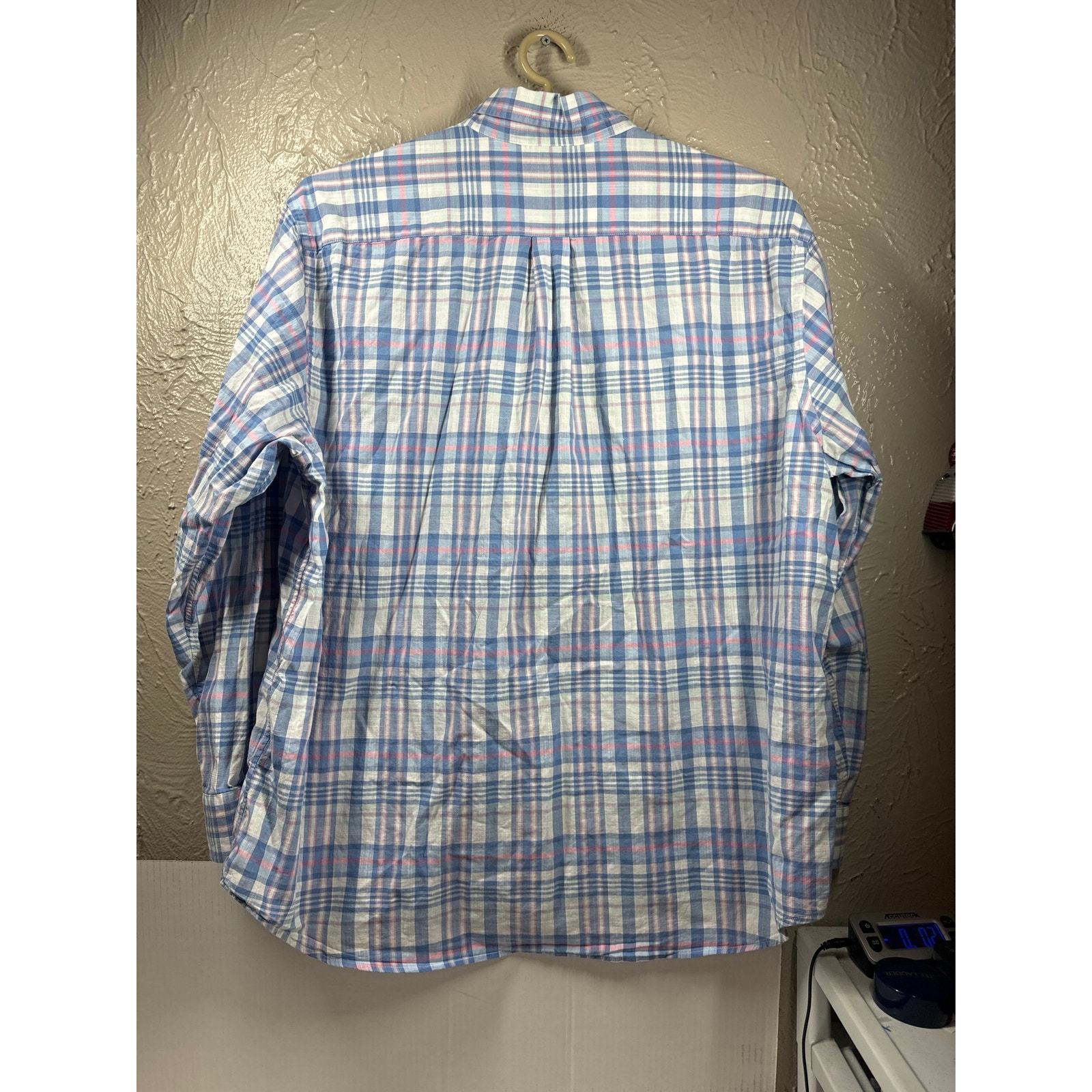 Vineyard Vines Slim Fit Whale Shirt Mens Button Down Plaid Blue Pink Size XXL Item image 4