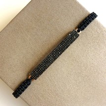 Rugged Sophistication 18k Rose Gold Macrame Bracelet with Black Diamonds - £1,824.91 GBP