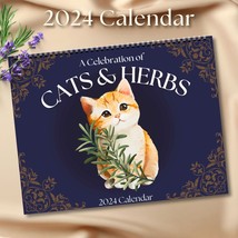 Cats Herbs Calendar 2024 | Kitten Plant Lovers Cute Wall Art | Christmas Holiday - £27.51 GBP