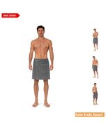 Adjustable Gray Turkish Cotton Terry Velour Body Wrap for Men Durable Soft - $48.46