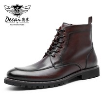 Men Winter Boots Shoes Lace Up Zip Non-Slip Heel Genuine Leather Fashion Men&#39;s S - £130.97 GBP