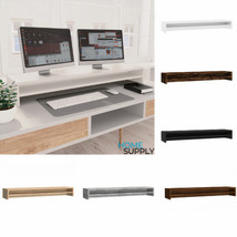 Modern Wooden Home Office Computer Desk Double Monitor Stand With Storage Shelf  - £29.68 GBP+