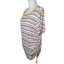 Fantastic Fawn Cynch Tie Side Blouse Shirt Color Horizontal Stripe Women Medium - £14.11 GBP