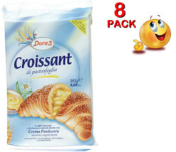 8 PACK DORA Croissant CUSTARD CREAM Filling 8.8oz 8PC snack Made in ITALY - $49.49