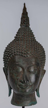 Buddha Head - Antique Thai Style Sukhothai Mounted Bronze 39cm/16&quot; - £388.16 GBP