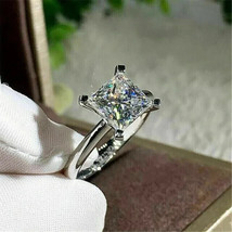 2Ct Princes Simulated Moissanite Solitaire Engagement Ring 14K White Gold Plated - £39.45 GBP