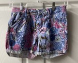 Old Navy Girls Size 14 Blue Pink Floral Cuffed Linen Shorts - £3.64 GBP