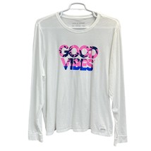 Life Is Good Womens GOOD VIBES T-Shirt White Size XXXL Long Sleeves Cotton  - £31.91 GBP