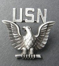 US NAVY USN ENLISTED PEWTER EAGLE CROW LAPEL PIN BADGE 1.25 INCHES - $5.74