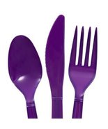 Dark Purple 48-Piece Plastic Utensils Set - £5.26 GBP