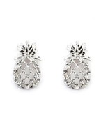 Mele Blue Imitation Diamond Crystal Silver Pineapple Stud Earrings 2.7 cm - $19.19 CAD