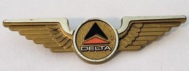 Vintage Delta Airlines Junior Flyer, Gold Plastic Wings Pin 2-5/8&quot; Wide - $8.42