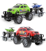 Friction Powered Monster Trucks Car Toy Suv Towing Atv Toys Set Of 2 - £59.14 GBP