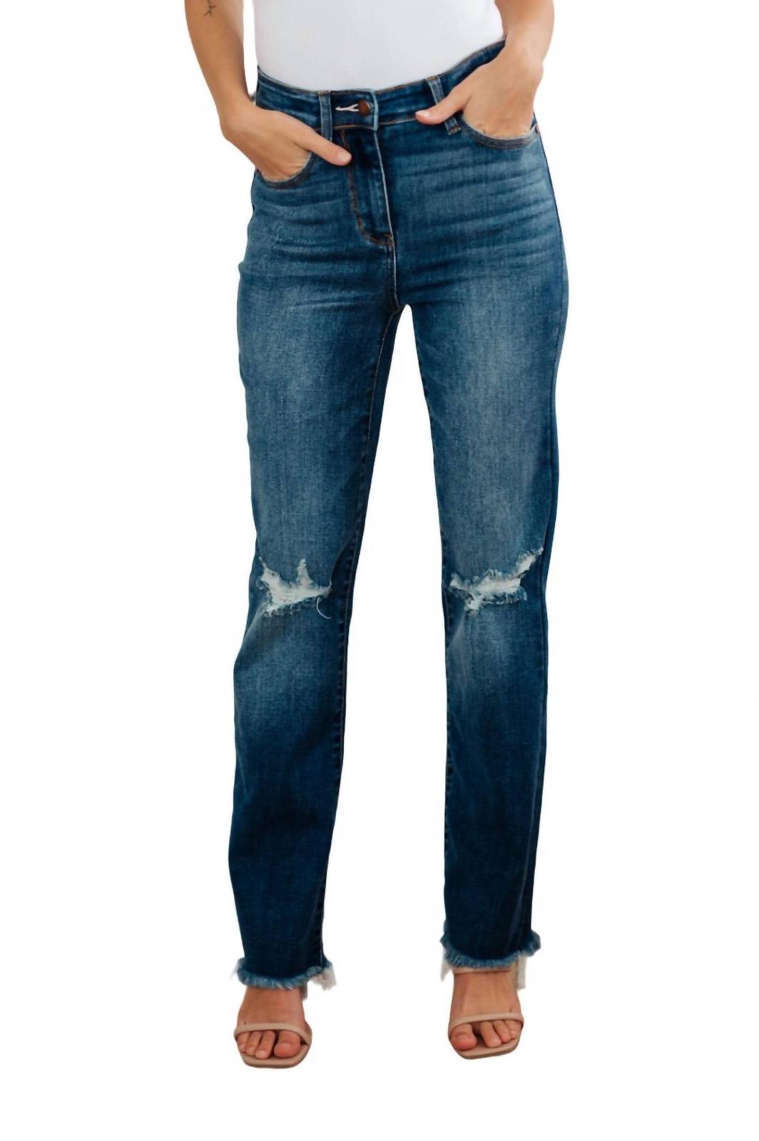 Judy Blue high rise distressed straight jeans Medium Wash - $54.00