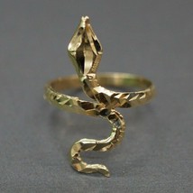 14K Yellow Gold Plated 925 Sterling Silver Diamond Cut Snake Ring Women Day Gift - £44.47 GBP