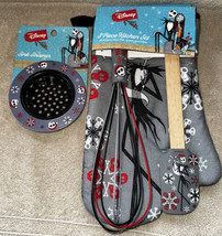 3pc Set Oven Mitt Spatula Whisk Nightmare Before Christmas Jack + Sink Strainer - £17.68 GBP