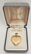 LE Smith 14k Yellow Gold Textured Heart Locket Holds 2 Photos New in Box PB77 - £207.82 GBP