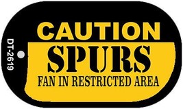 Caution Spurs Fan Area Novelty Metal Dog Tag Necklace DT-2619 - £12.54 GBP