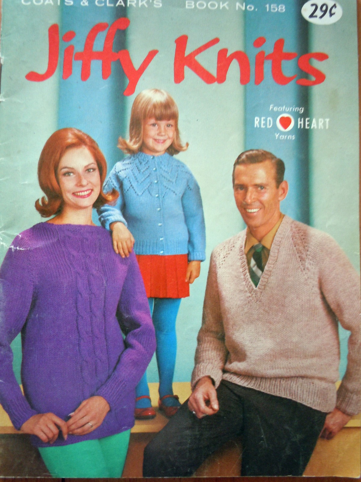 Vintage Jiffy Knits Coats & Clark Book No 158 1965 - $3.99
