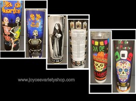 Day of Dead Glow Candle Wick &amp; Wax Party Skeletons DOS Santisima Muerta Choice - £9.40 GBP
