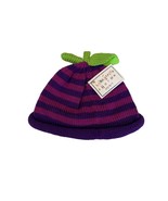 New Margareta Horn Designs Handmade Knit Cap Beanie Hat Purple Peas in P... - £14.23 GBP