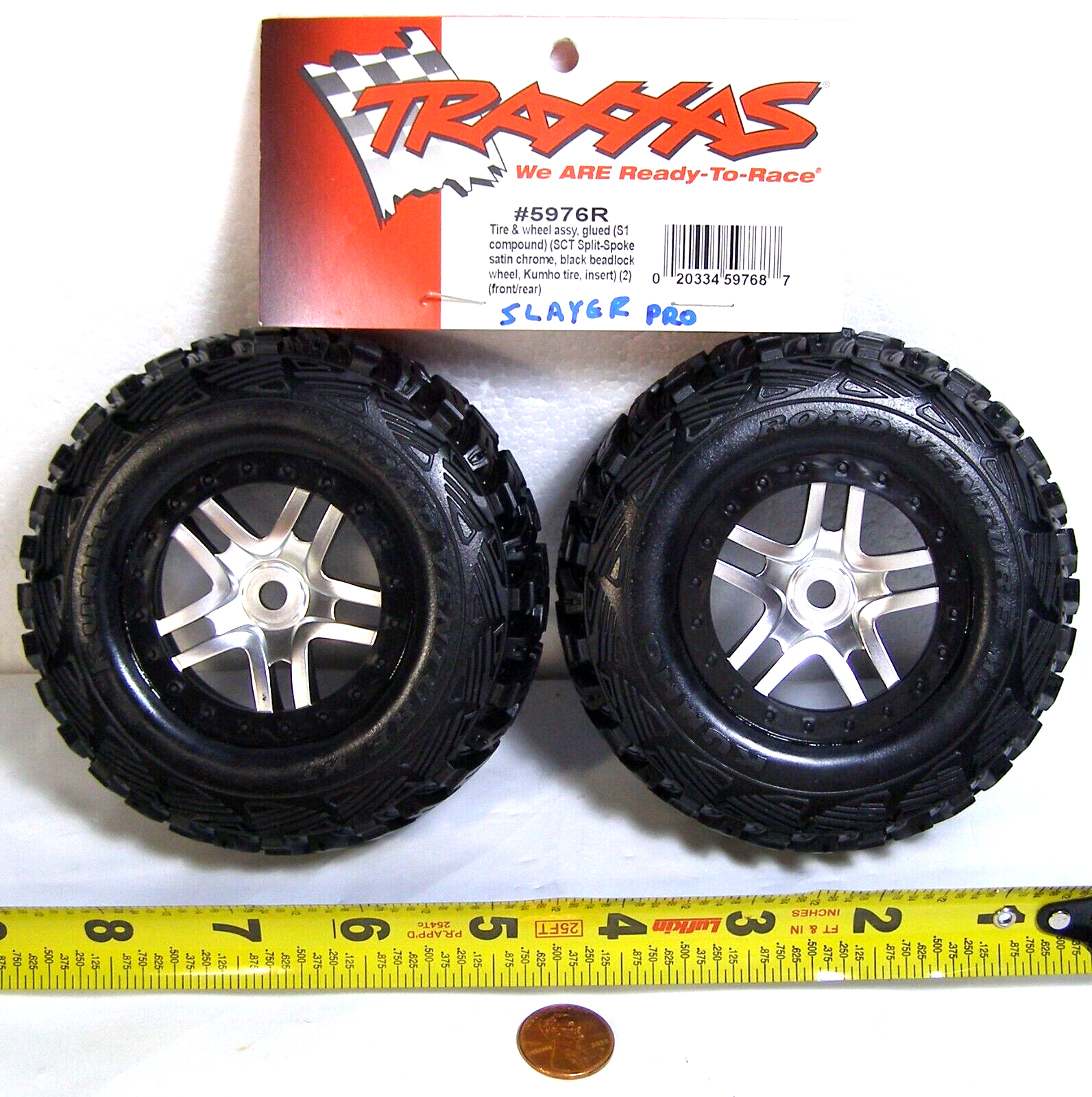 Traxxas Tire &amp; Wheel Assy, Glued   2 ct. #5976R Chrome Rims/Black Tires ... - $23.95