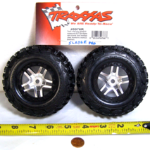 Traxxas Tire &amp; Wheel Assy, Glued   2 ct. #5976R Chrome Rims/Black Tires ... - £18.79 GBP