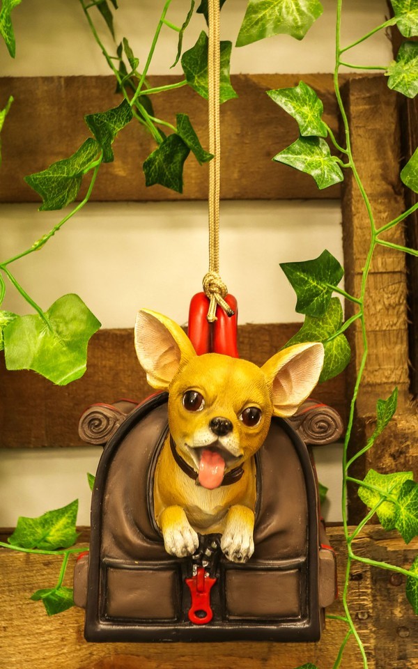Ebros Teacup Chihuahua In Dog Purse Bird Feeder With Hanging Ropes Figurine Item image 8