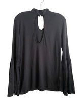 NWT Haute Hippie Key Hole Bell Sleeve Top Blouse Size XS Black Mock Neck... - $33.66