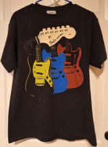 Vtg Fender Mustang Guitar T Shirt Size M Black Graphic Original Fender Brand SS - £12.00 GBP