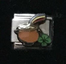 Pot Of Gold Luck Of Irish With Rainbow Wholesale Italian Charm 9MM K2022 - £10.66 GBP