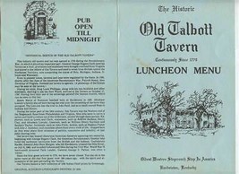 Old Talbott Tavern Menu Bardstown Kentucky 1779 Oldest Western Stagecoac... - £29.58 GBP