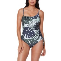 Bar III Moody Tropics Printed One-Shoulder One Piece Swimsuit Leaf Green XL - £9.85 GBP