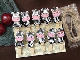 60pcs Cow Photo Hanging Spring wood clips,Pin Clothespin,Birthday Party Favors D - £2.55 GBP+