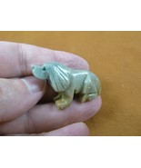 (Y-DOG-HO-64) gray tan HOUND DOG sit hunting stone carving SOAPSTONE I l... - $8.59