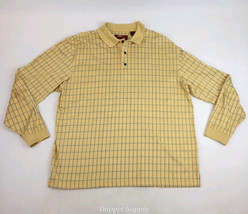 Bob Timberlake Polo Shirt Long Sleeve Mens Large Yellow Blue Check  - £14.54 GBP