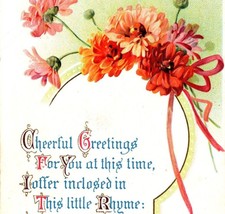 1916 Friend Greetings Poem Red Flowers Gold Accents Embossed Postcard - £10.38 GBP