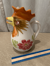 Rooster Pitcher Ceramic Farmhouse Tan/Red Vintage Chicken EUC - $13.27