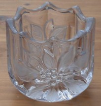 Nice Crystal Candle Holder - Ponsettia Pattern in Satin Finish - VGC - B... - $24.74