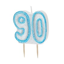 Glitz Blue 90th Birthday Candle  - $8.00