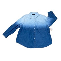 Lane Bryant Blue Dip Dye Ombre Chambray Button Up Shirt Plus Size 22/24 ... - $32.48